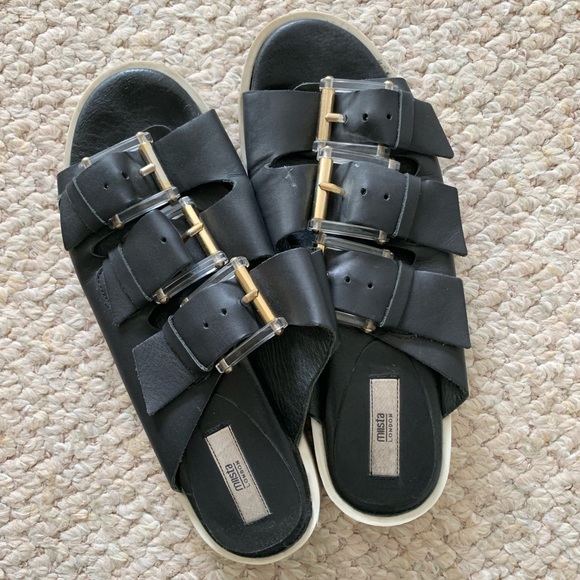 Miista Shoes - Miista black leather sandals with buckles